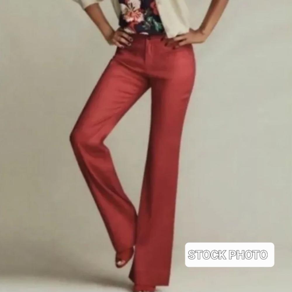 Cabi Linen Blend Wide Leg Valentine Dress Pants Red - Women's Size 4 - GUC